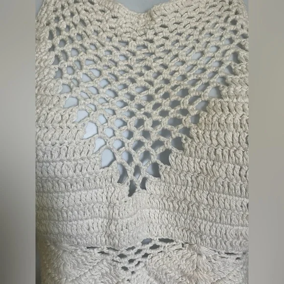 Cotton On XL Cream Crochet Halter Crop Top – Boho Festival Adjustable Tie Back - Picture 6 of 10